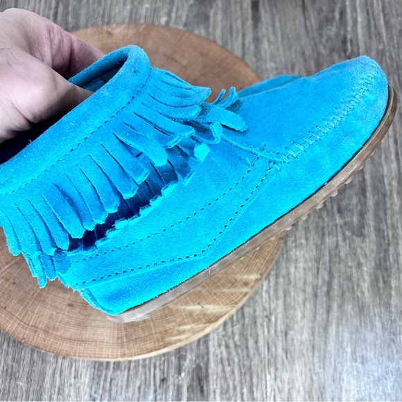 *Minnetonka | 244062 Kids' Double Fringe Side Zip Blue Boots Size 13 Toddler - Picture 12 of 16